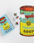 Andy Warhol Campbell's Tomato Soup can 100 piece shaped mini puzzle.