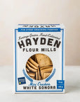 Box of Hayden Flour Mills White Sonora Mini Crackers on a light background