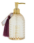 A bottle of Botanical Tassel Jasmine and Sandalwood Hand Soap by San Francisco Soap on a white background