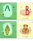 A to Z alphabet book inside pages showing lift-the-flap letters revealing alligator and bear illustrations