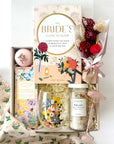 Bride to Be curated gift box, perfect for wedding party and bridal gift. Contain Bride's guide to glow, strawberry biscuits, relax bath salt and more.