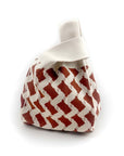 reusable facbric knitted gift bag in red chevron pattern
