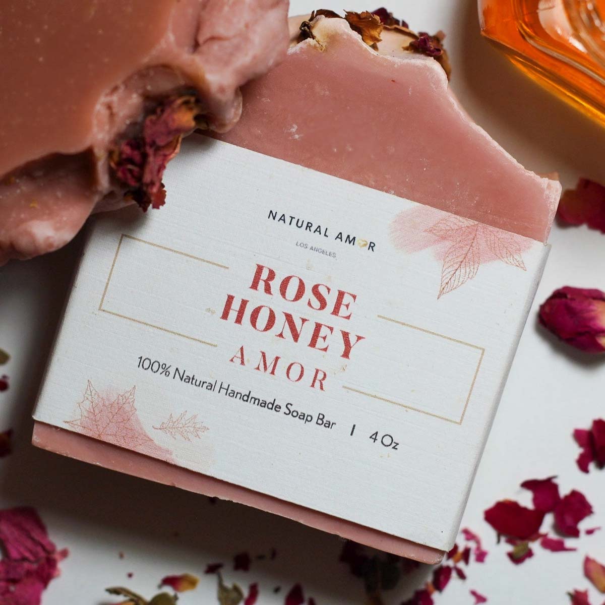 natural amor rose honey handmade soap bar