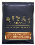 rival bros coffee roasters revolver small batch coffee in 12oz black packaging