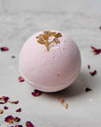 rose bath bomb in pink color by natural amore