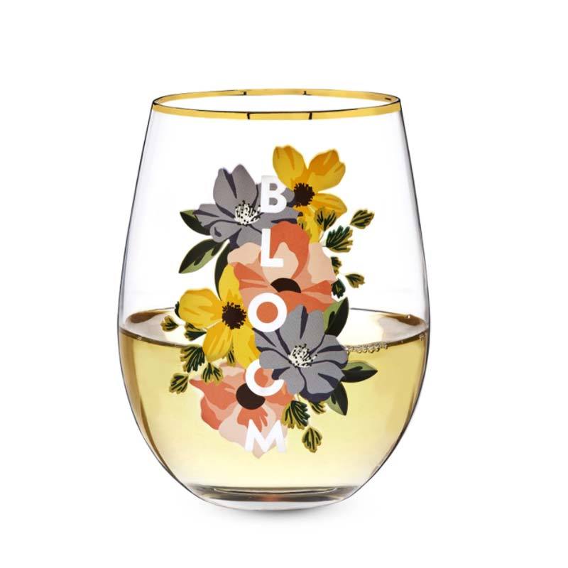 twine bloom wine glass with gold rim. perfect gifts for wedding and new couple.
