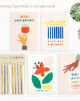 greeting card: cheers, happy birthday, thank you, merci gracias