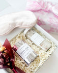 kadoo relax spa rose day curated gift box. gift items: rose oud candle, relax rose geranimum bath salt, eye mask and more