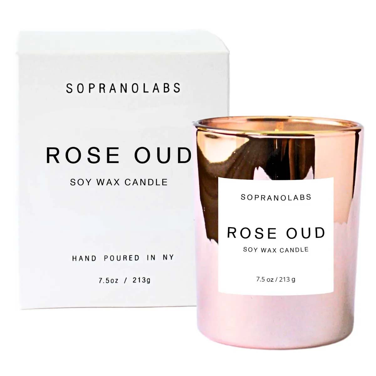 sopranolabs rose oud soy wax candle hand poured in new york