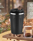 Black insulated travel mug.