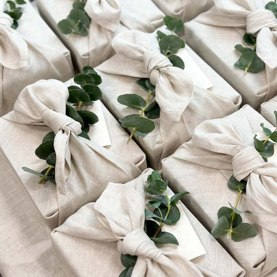 AESOP Corporate Gift Boxes for Mother's Day, using KADOO reusable Furoshiki fabric wraps.