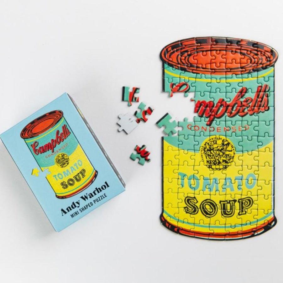 Andy Warhol Campbell&#39;s Tomato Soup can  100 piece shaped mini puzzle.