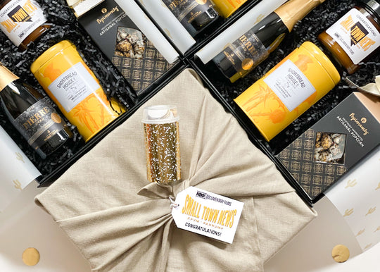 HBO custom curated celebration gift box for small town news premier.