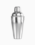 A polished HIC Bar stainless steel cocktail shaker with a matching metal lid, shown against a plain white background.