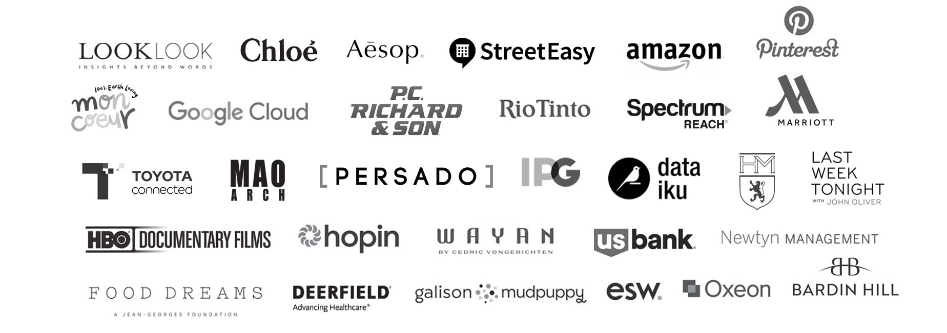 kadoo corporate clients including google, amazon, pinterest, streeteast, spectrum reach, aesop, chloe and more