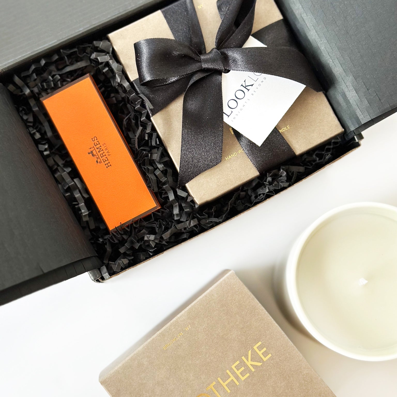 custom corporate luxury gifts with apotheke candle, hermes lipstick and more