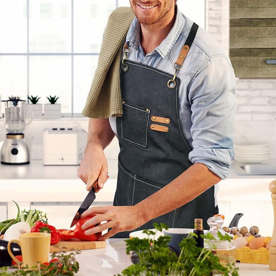 Waterproof and stain-proof canvas apron.