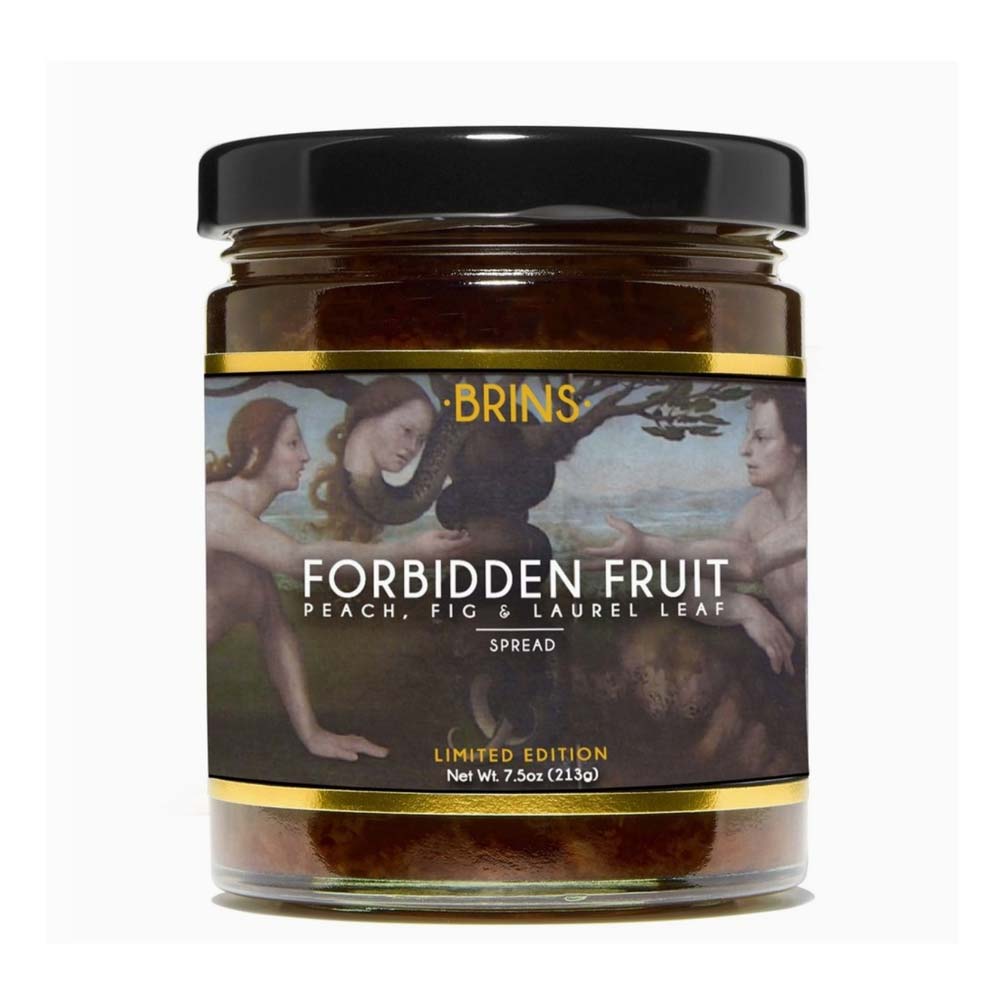 brins jam and the met collaboration forbiden fruit peach, fig and laurel leaf spread