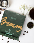 browny ethiopia dark roast whole bean holiday gourmet coffee.