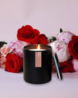 caylan wax co. rose peony soy candle inside kadoo secret garden spa gift box