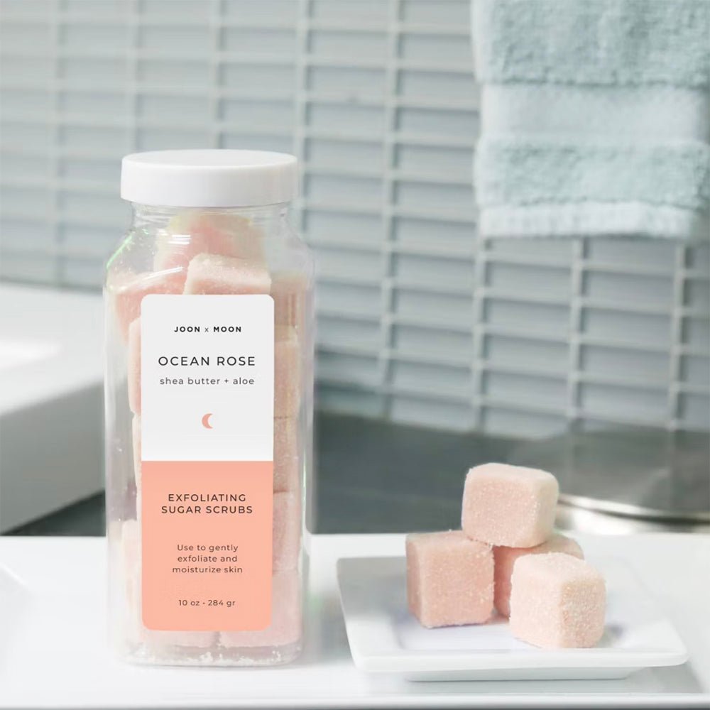 joon x moon ocean rose shea butter aloe sugar cubes inside kadoo secret garden spa gift box