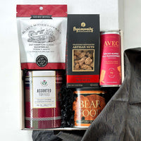 kadoo artisan snack gift box. Include shortbread cookies, assorted toffees, artisan nuts, carbonated drink and more
