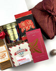 kadoo furoshiki fabric wrap gift box with graham crackers, s'mores, hot chocolate, dark chocolate, peanuts and more