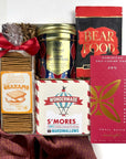 kadoo s'mores holiday curated gift box with grahams crackers, marshmallows, hot chocolate, chocolate, peanuts and more