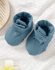 Newcastle Ribbed Organic Cotton Baby Booties in Blue