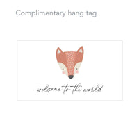 KADOO complimentary Welcome to the World Hang Tag. Elephant icon. 