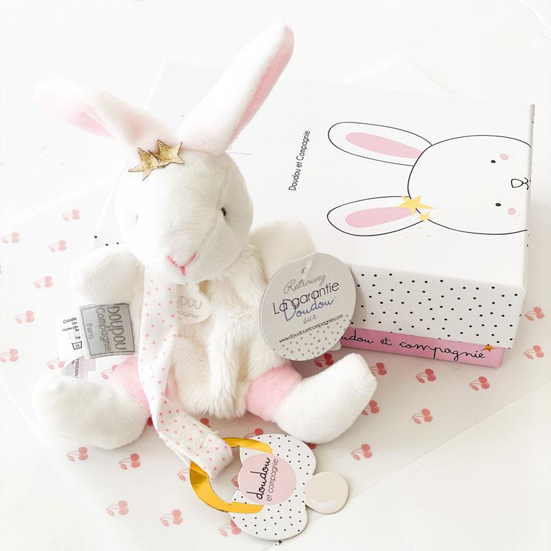 Pearl Bunny by Doudou Et Compagnie. Soft soothing blanket for baby. Designed in France and comes in a beautiful keepsake box.