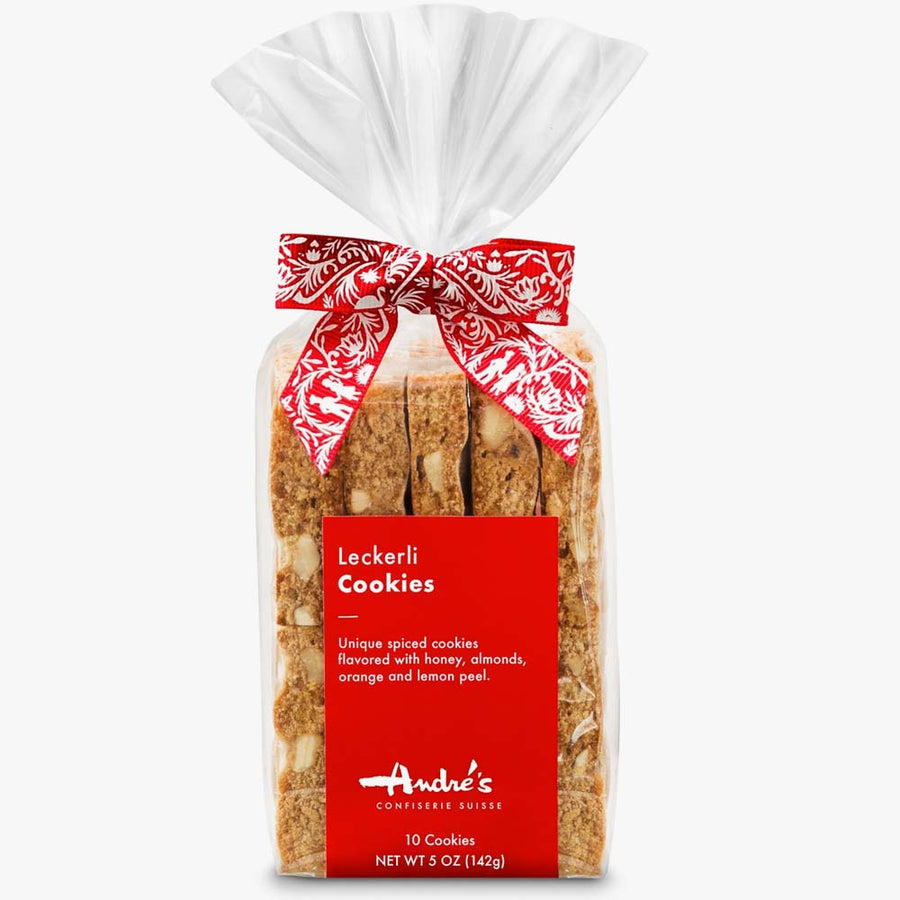 leckerli cookies by Andre's Chocolates. spice cookies flavored with honey, almonds, orange & lemon peel. 