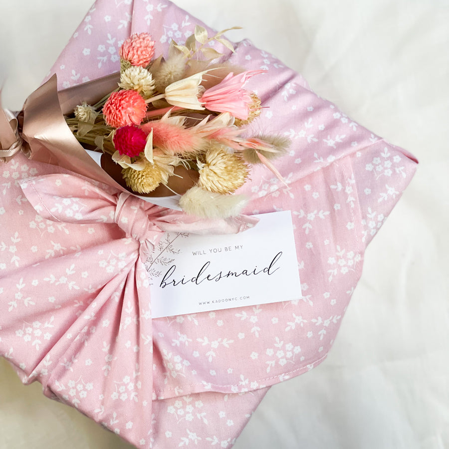 kadoo will you be my bridesmaid curated gift box in a beautiful furoshiki wrap