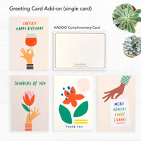 kadoo gretting card add-on: happy birthday, cheers, thinking of you, thank you and more