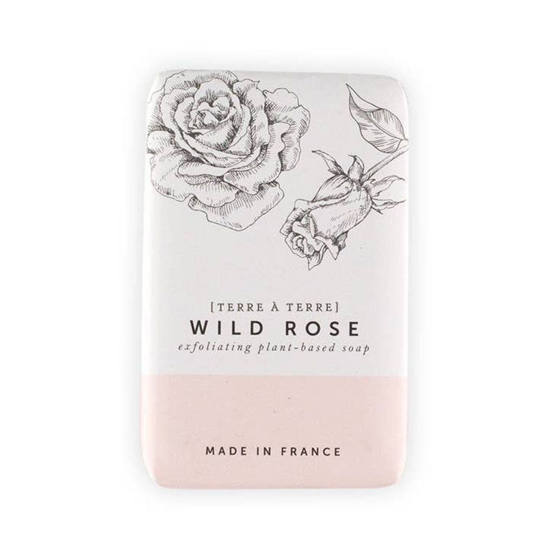exfoliating rose bar soap made in france by terre a terre.