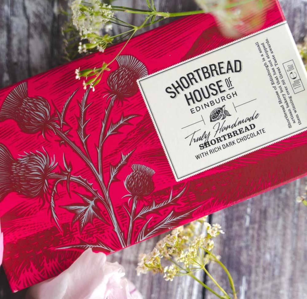 shortbread house of Edinburgh cookie with rich dark chocolate.