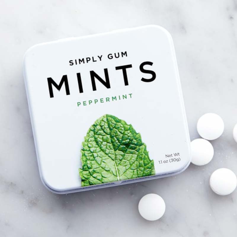 simply gum mints in peppermint flavor.