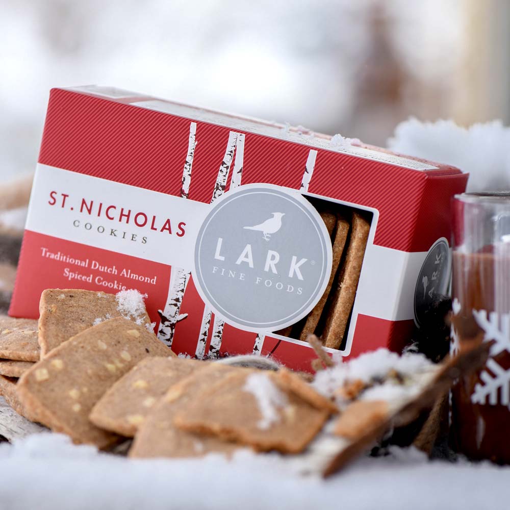 st.nicholds cookies by lark fine foods. traditional dutch almond spices cookies.